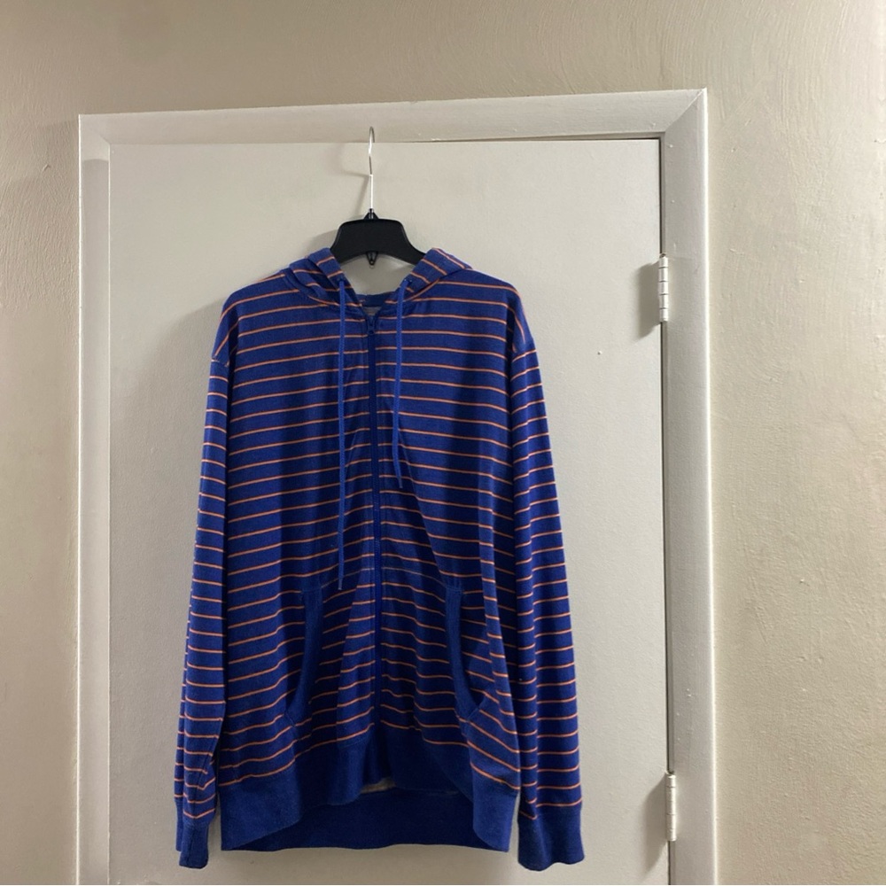 Old Navy Men's Striped‎ Zip-Up Sweater - Blue and Orange